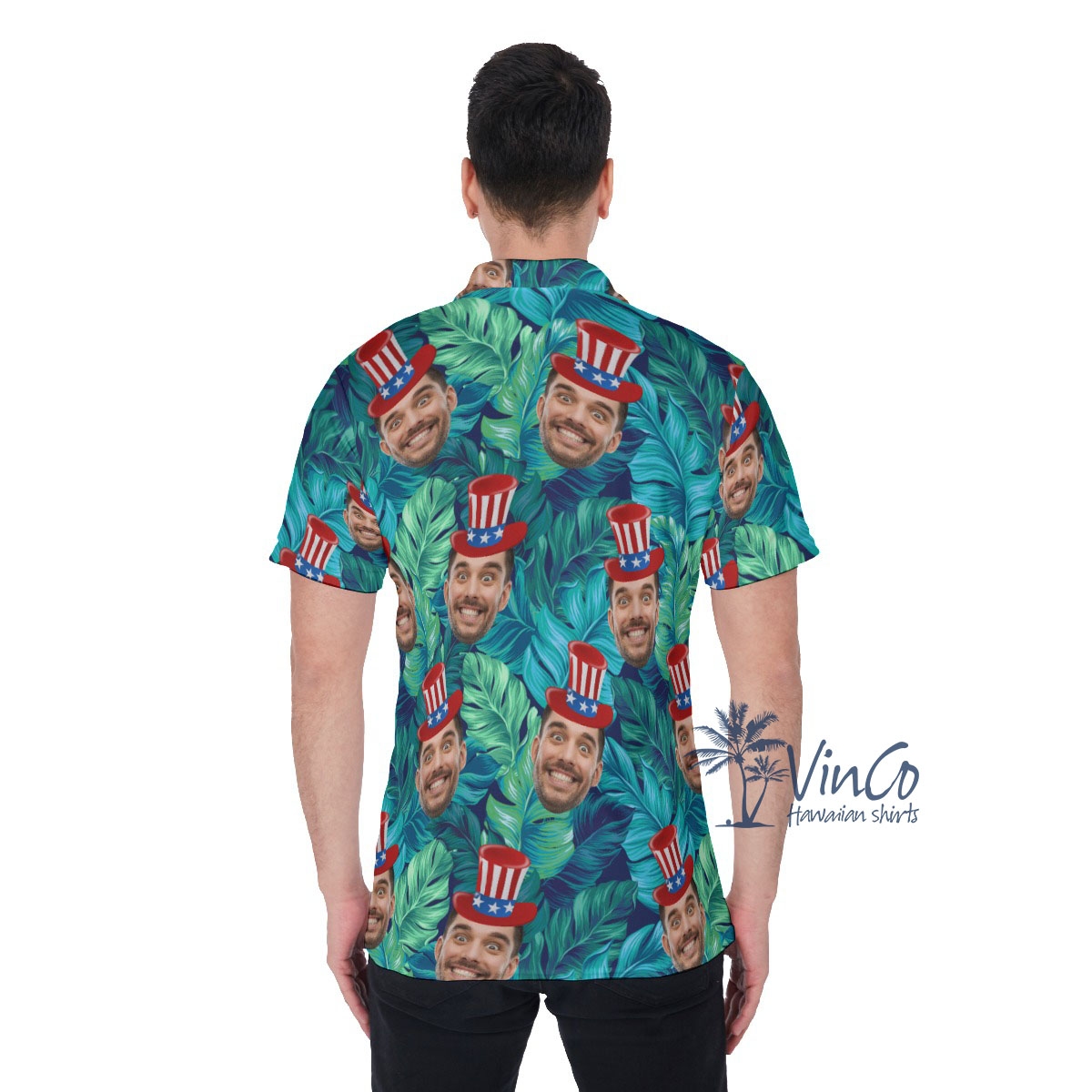 Funny Custom Face Tropical Polo Shirt For 4th Of July