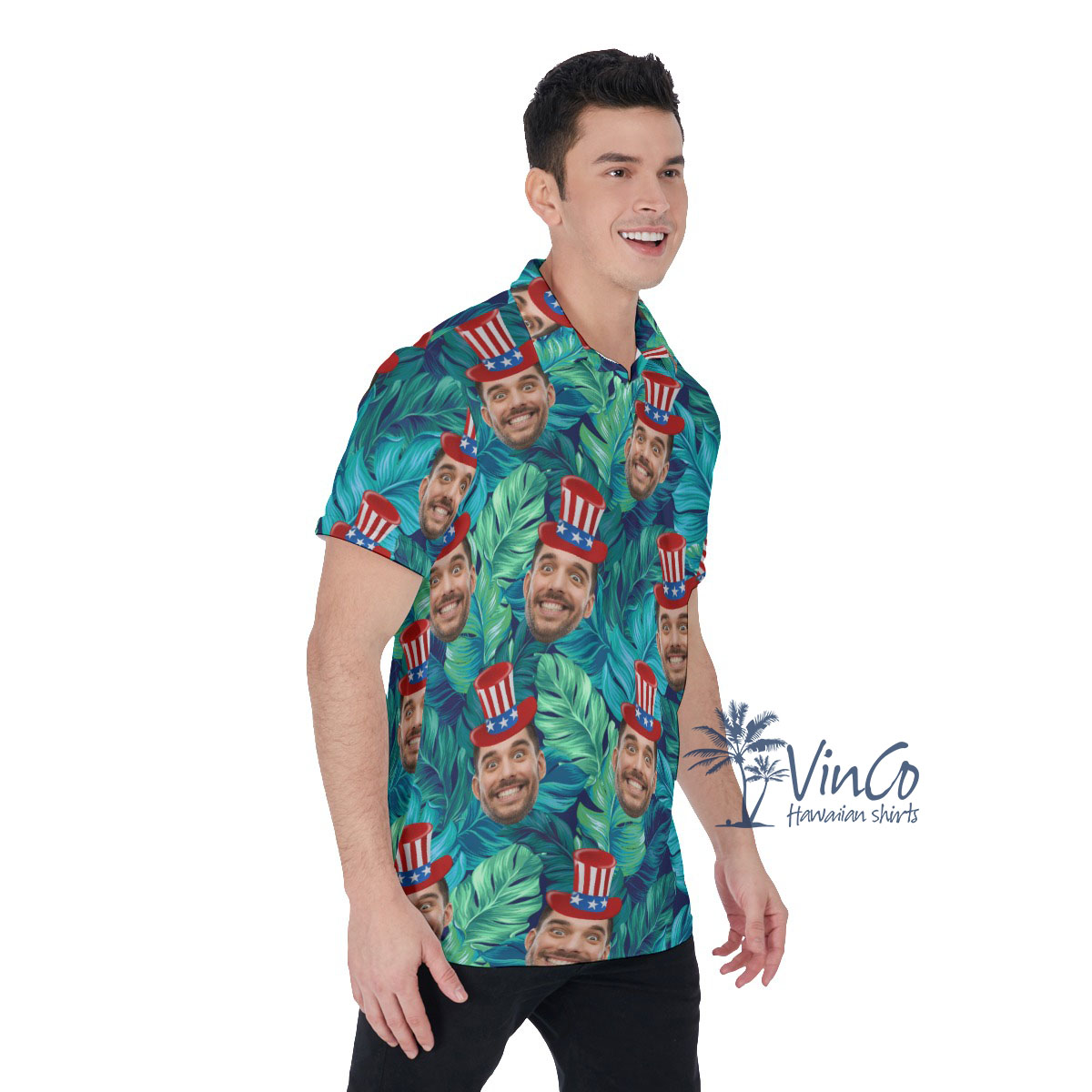 Funny Custom Face Tropical Polo Shirt For 4th Of July