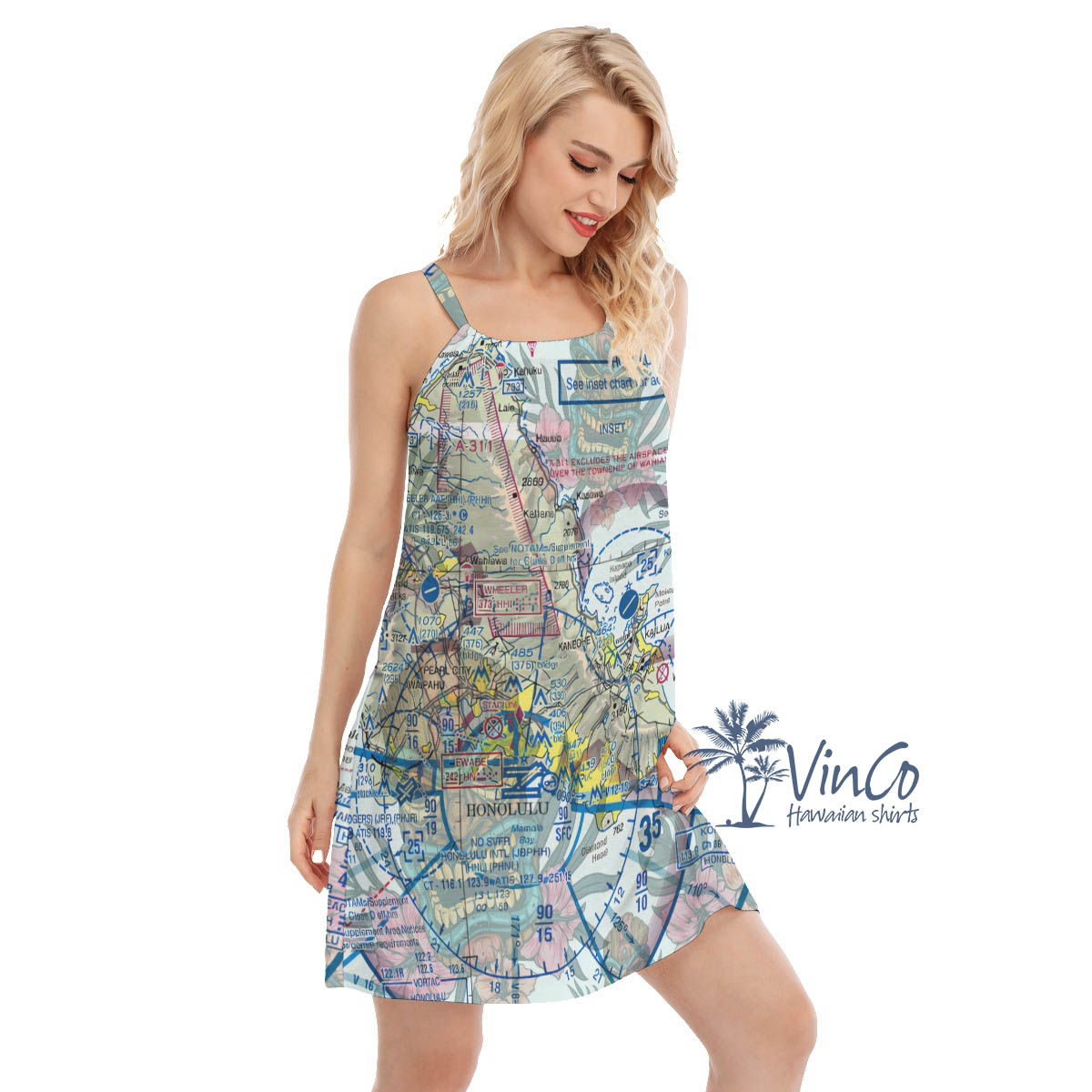 Hawaiian Island Maps Luau Dress For Women