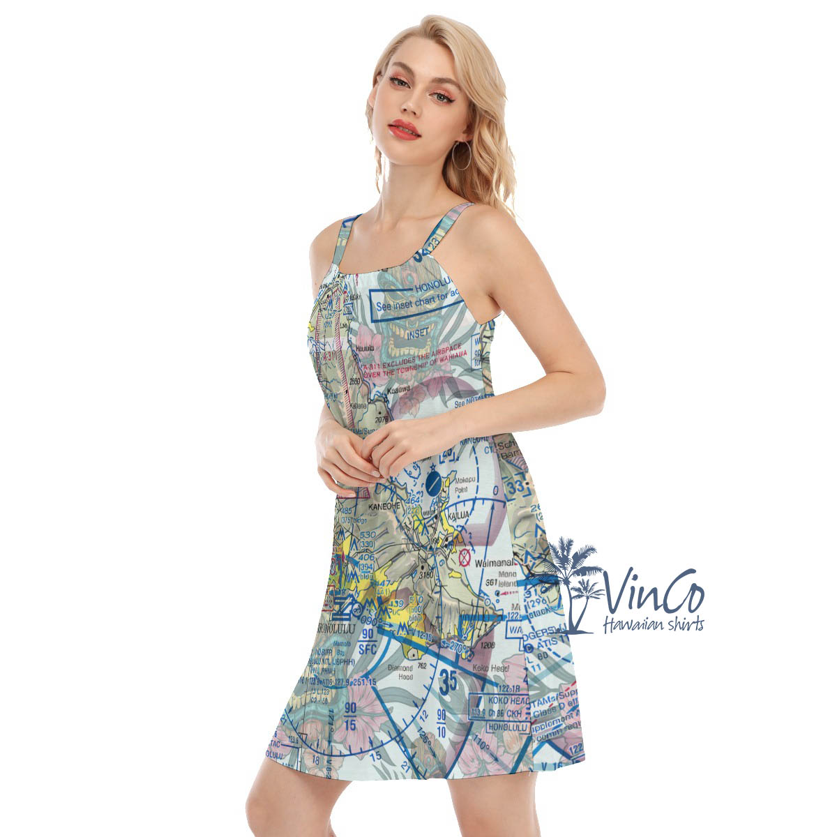 Hawaiian Island Maps Luau Dress For Women