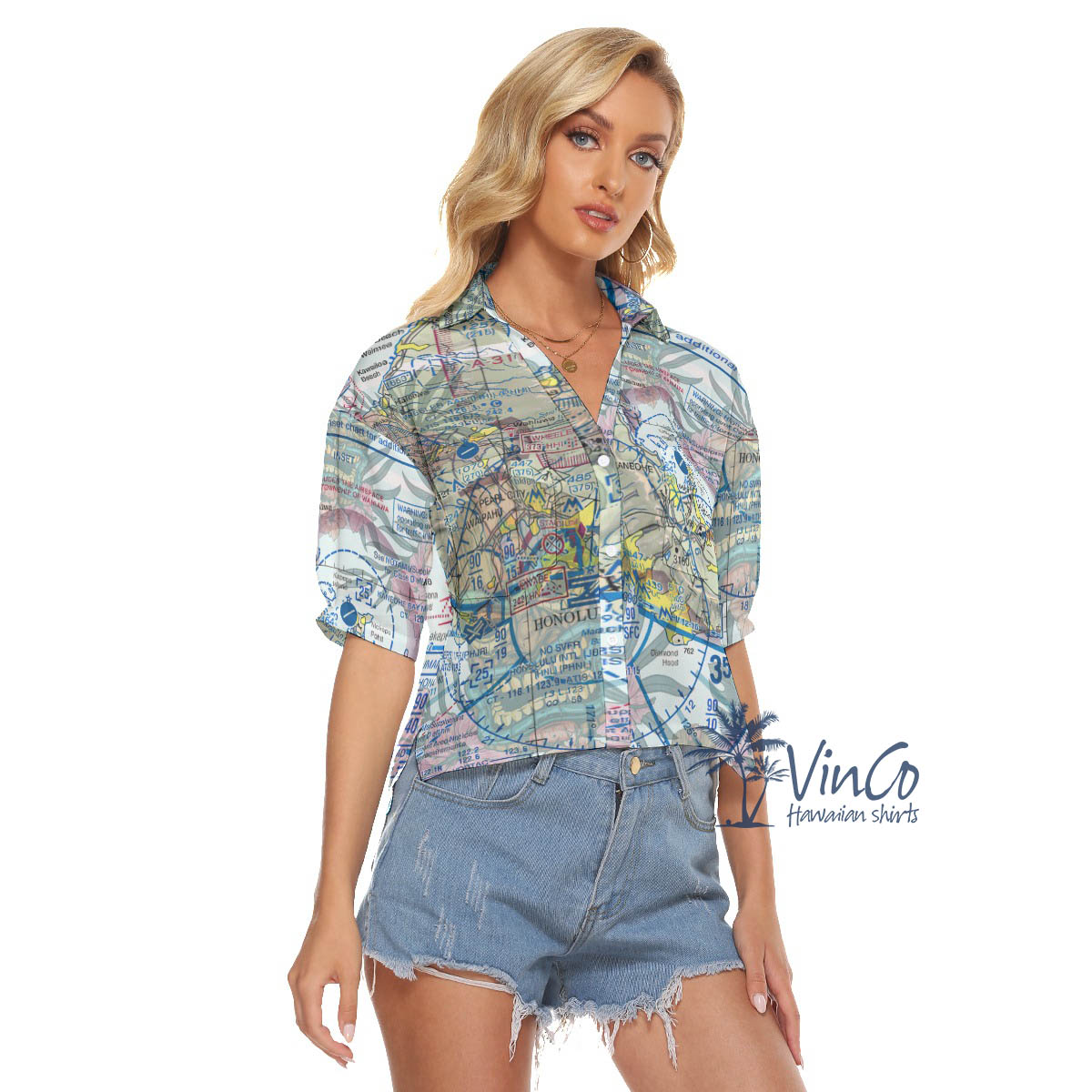 Hawaiian Island Map Aloha Crop Top Shirt For Women