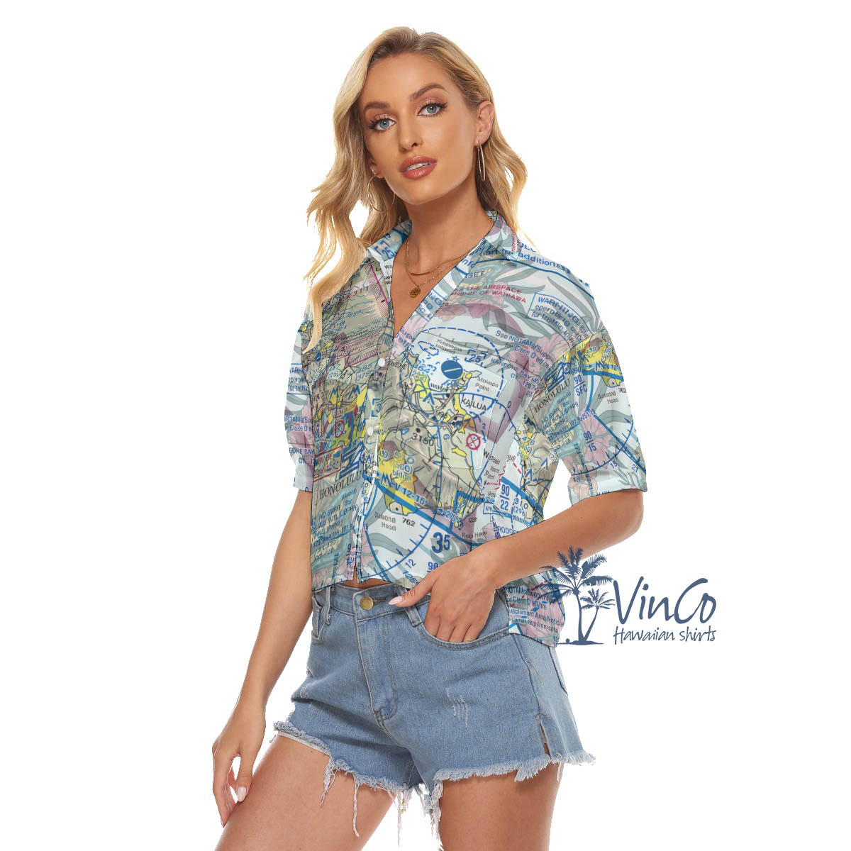 Hawaiian Island Map Aloha Crop Top Shirt For Women