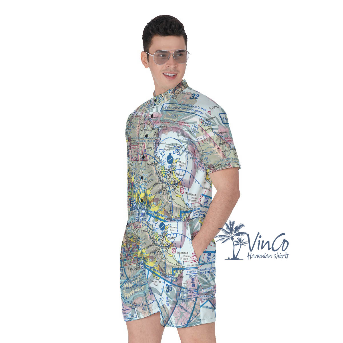 Tiki Island Map Hawaiian Romper For Men
