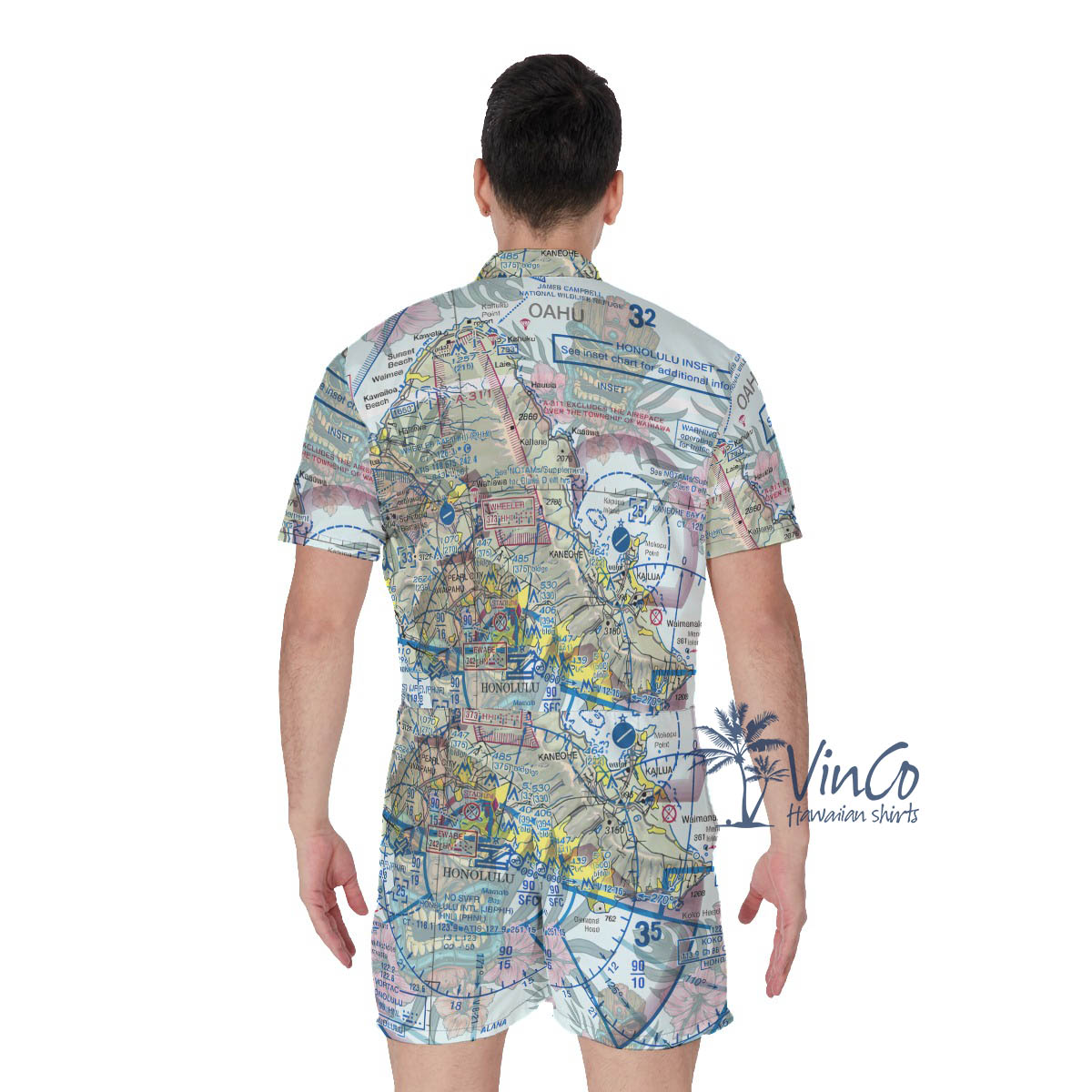 Tiki Island Map Hawaiian Romper For Men