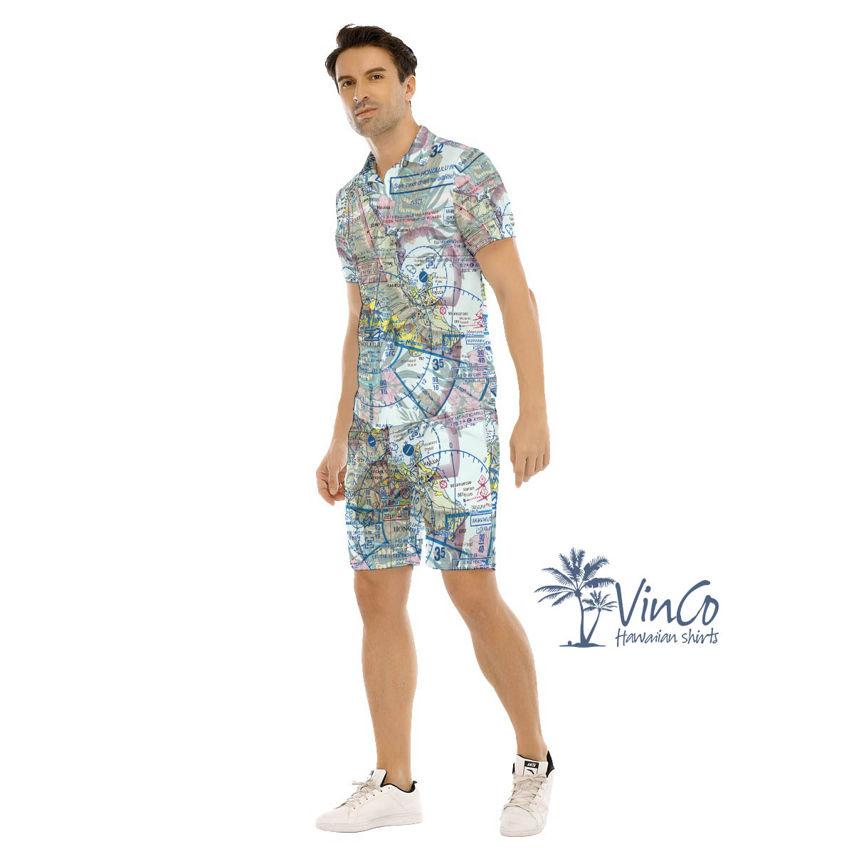 Set Island Map Tiki Hawaiian Shirt And Matching Shorts For Men