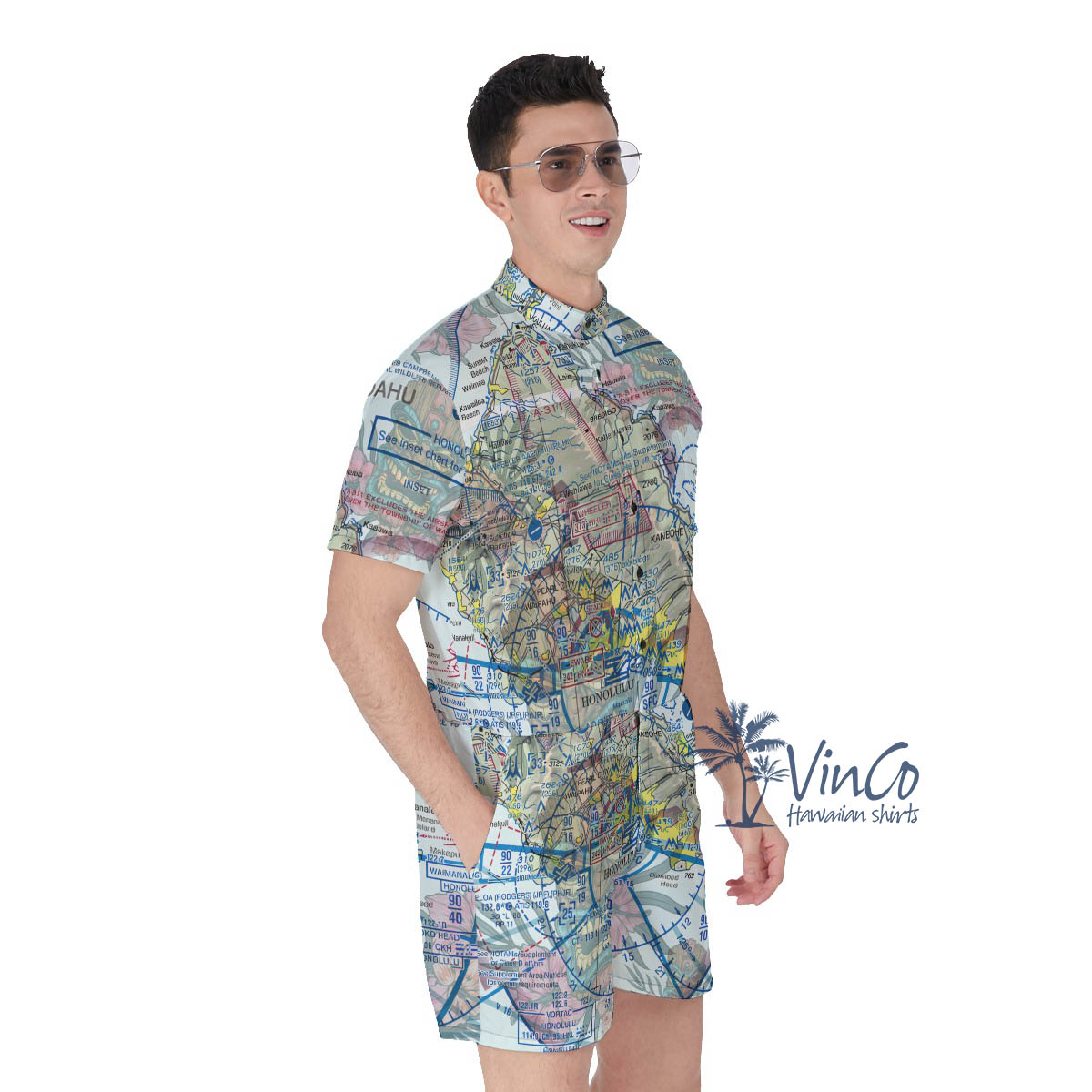 Tiki Island Map Hawaiian Romper For Men
