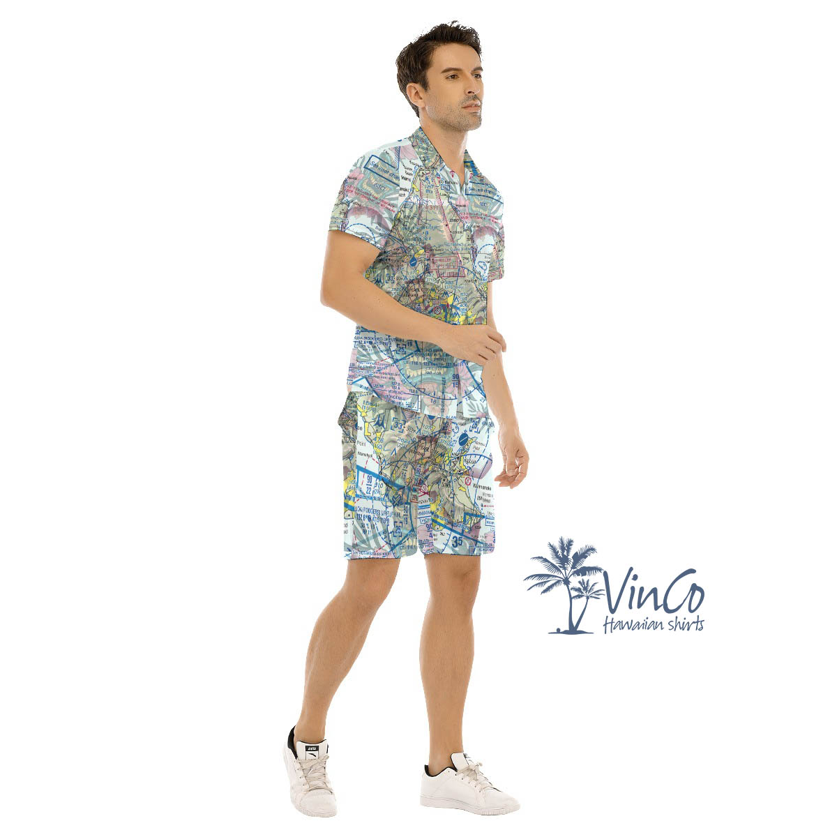 Set Island Map Tiki Hawaiian Shirt And Matching Shorts For Men