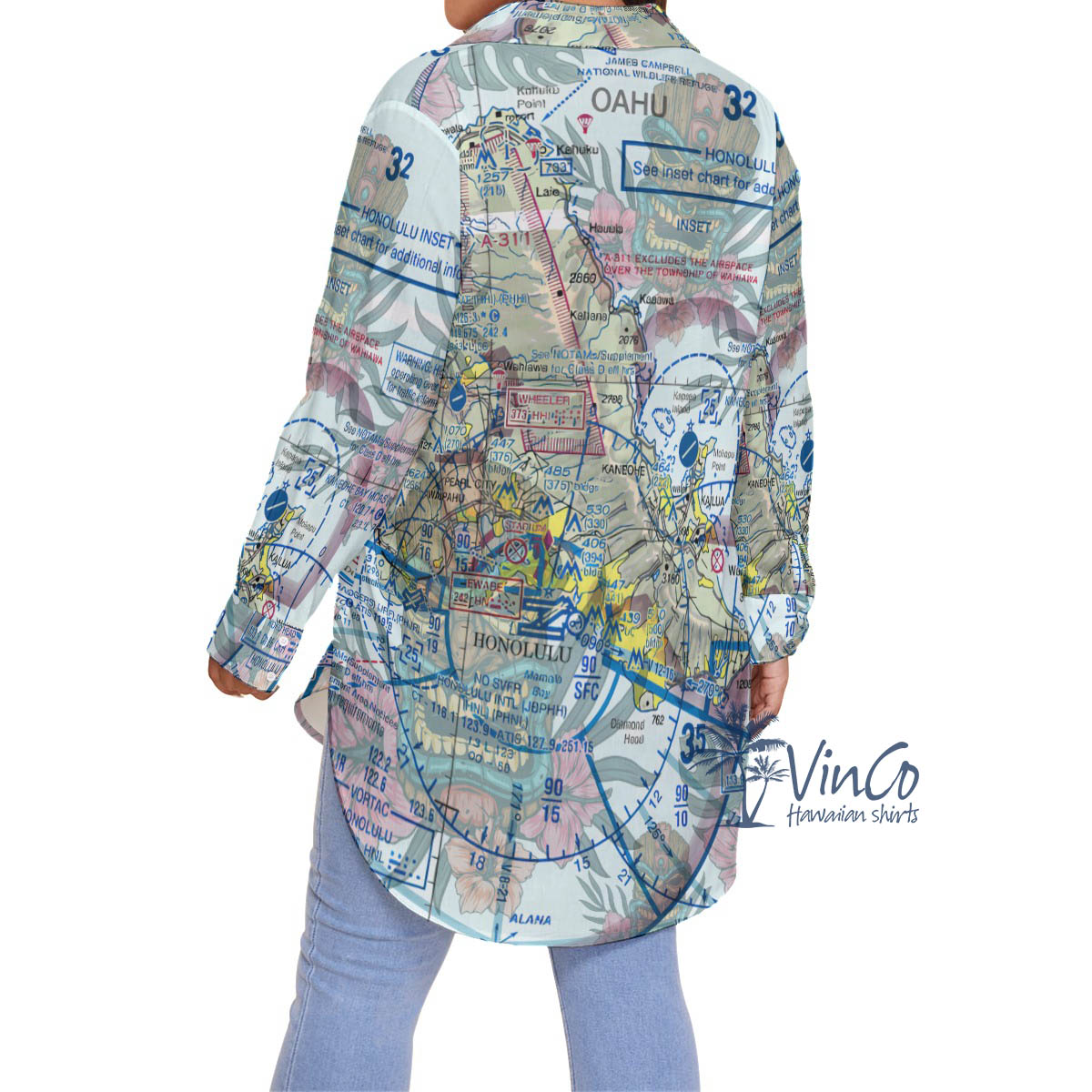 Island Map Hawaiian Plus Size Shirt For Women