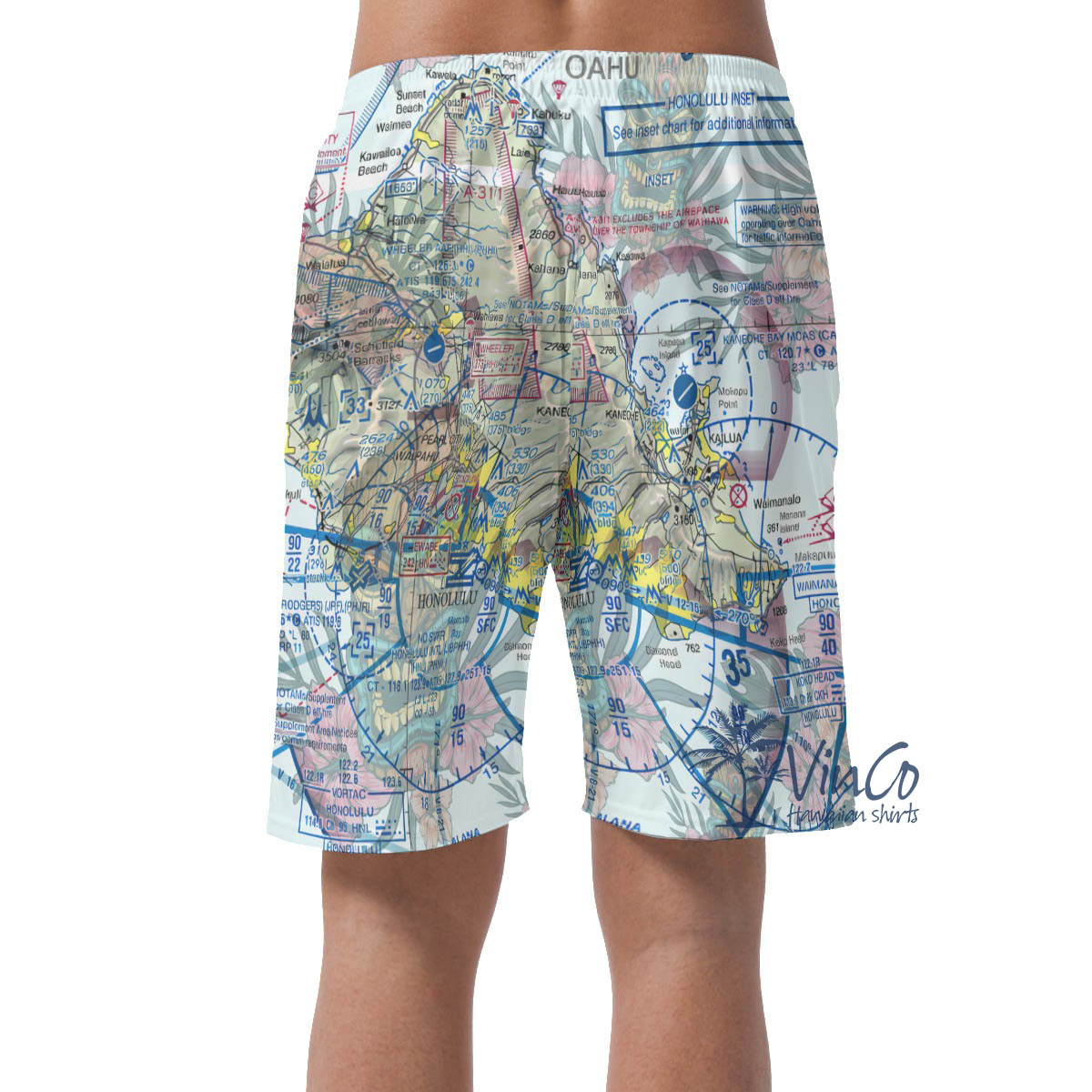 Island Map Hawaiian Beach Shorts For Men