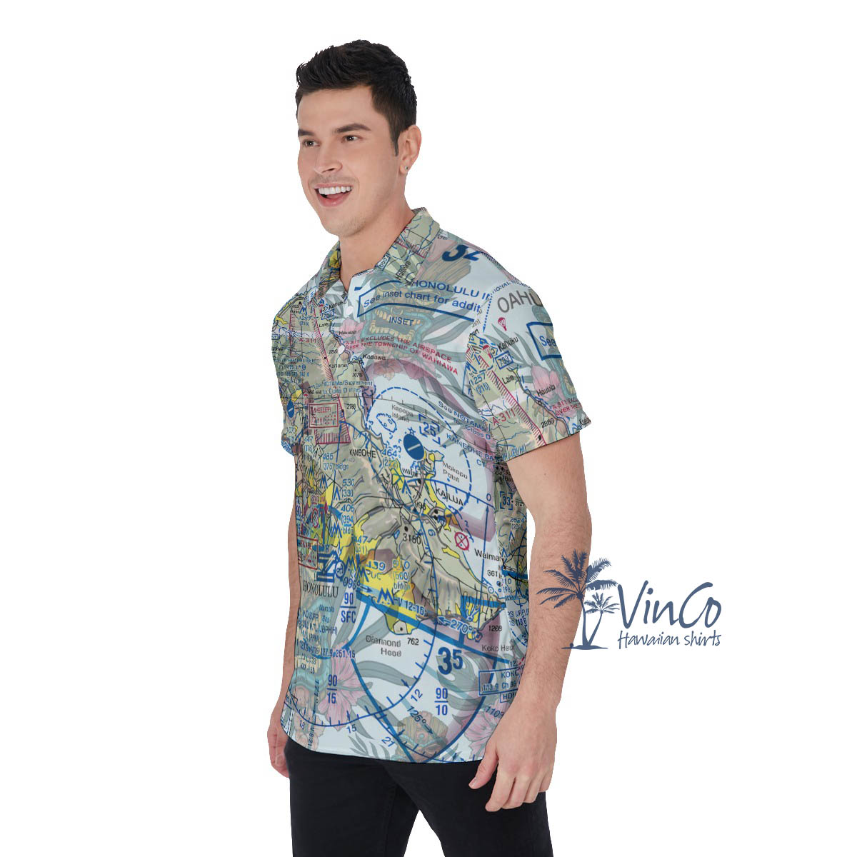 Hawaiian Map Tiki Golf Shirt