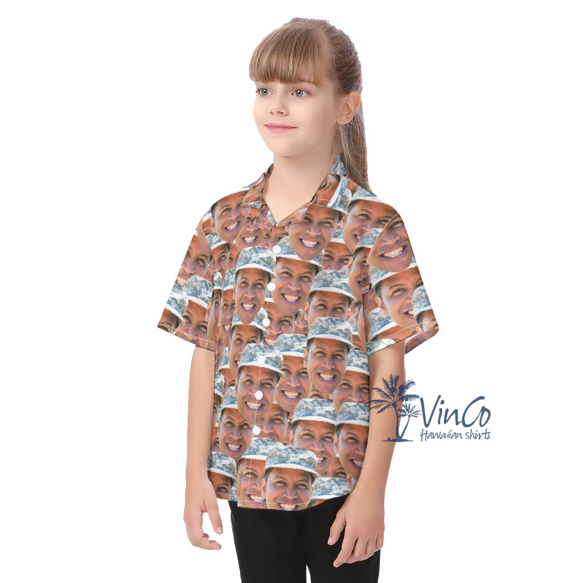 Custom Veteran Faces Hawaiian Shirt For Kids