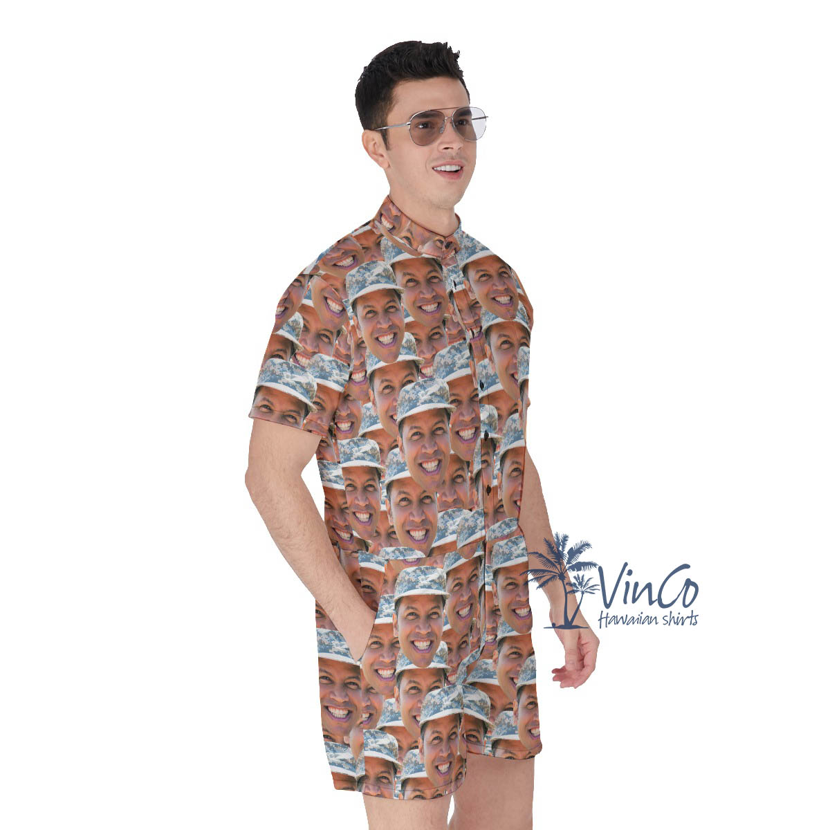 Funny Custom Face Soldier Military Men's Romper With Multiple Faces