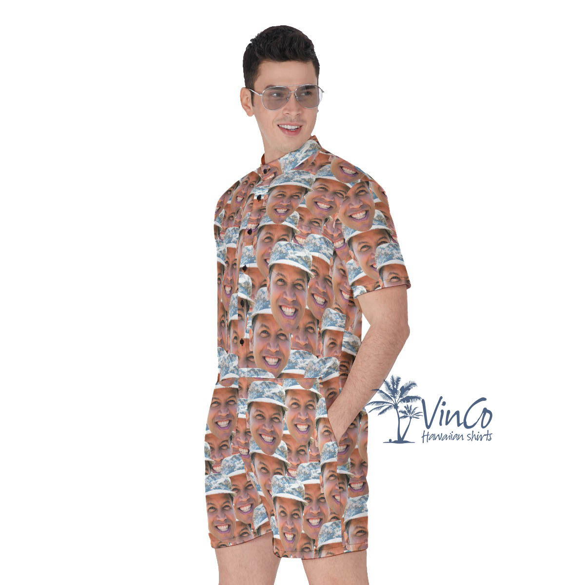 Funny Custom Face Soldier Military Men's Romper With Multiple Faces