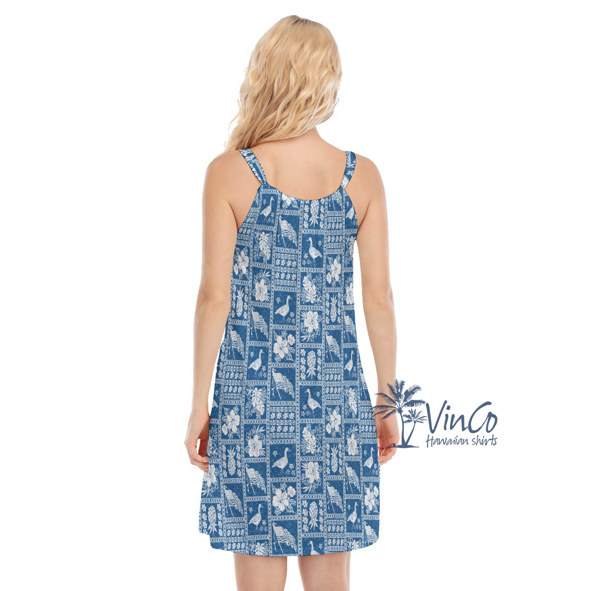 Hawaiian Goose American Flag Blue Luau Dress