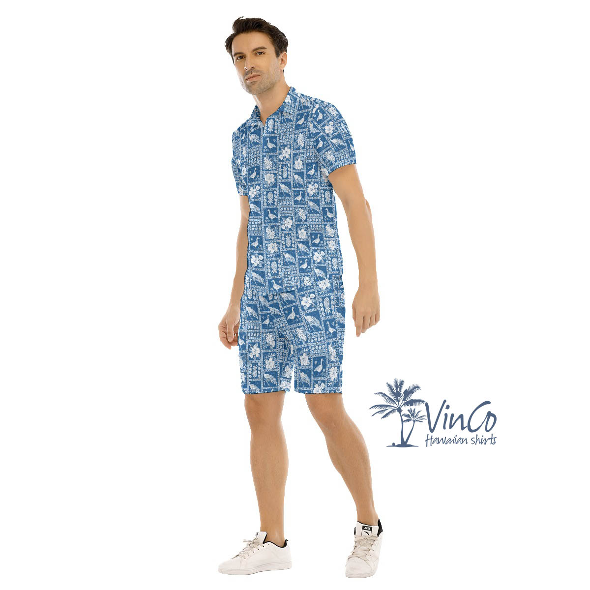 Set Vintage American Flag Nene Hawaiian Shirt And Shorts For Men