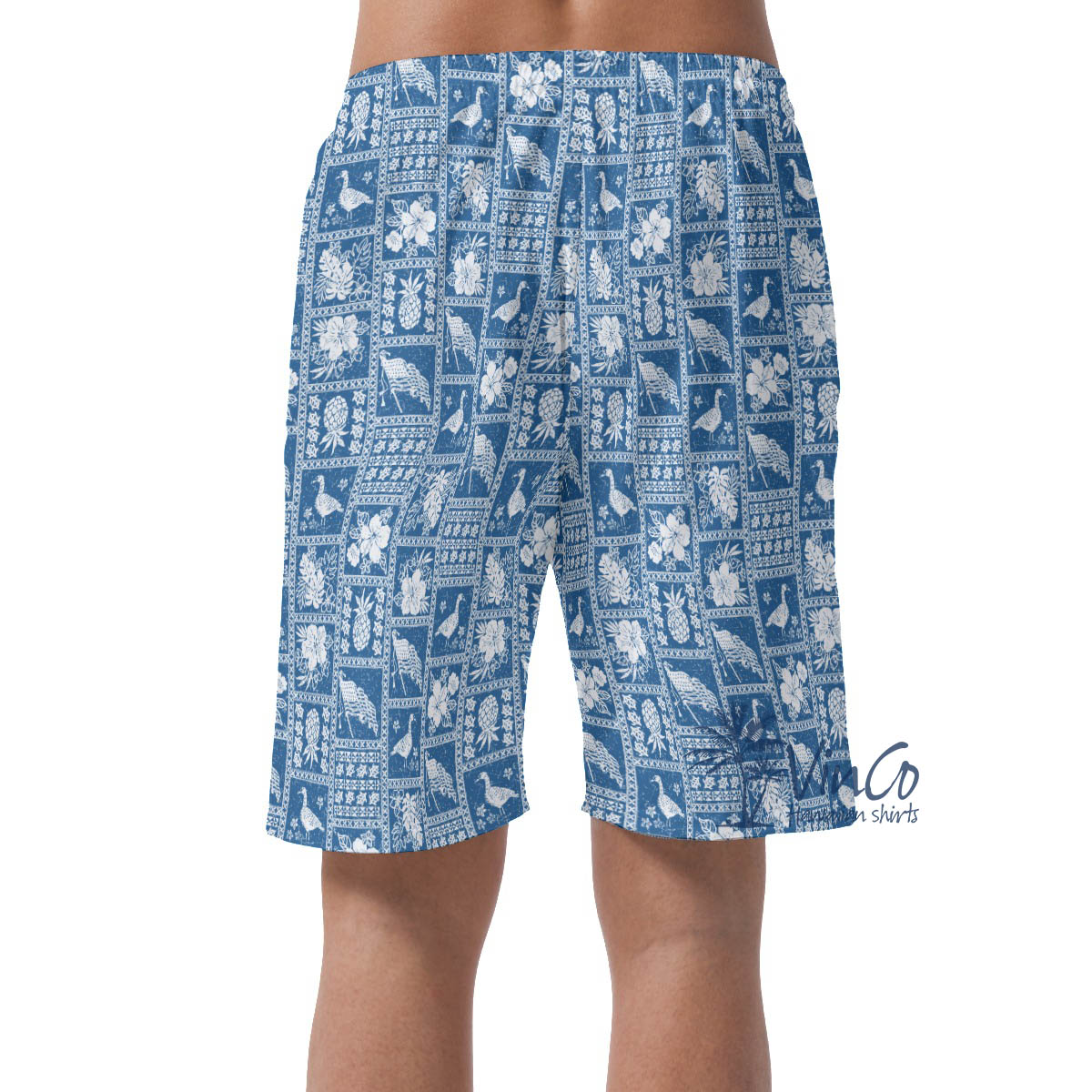American Flag Nene Blue Hawaiian Beach Shorts For Men