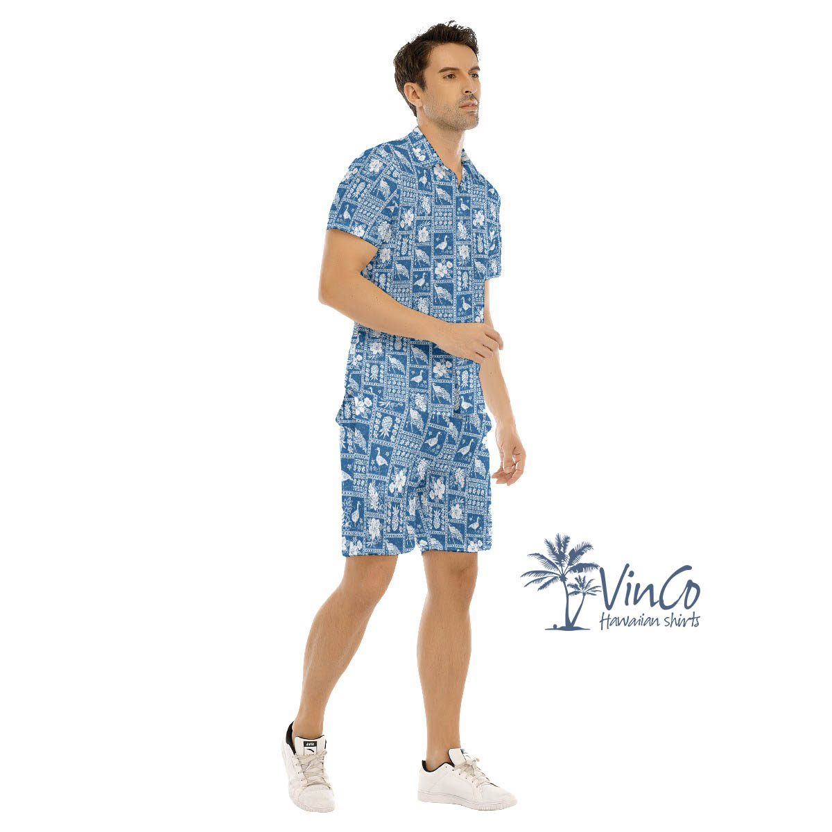Set Vintage American Flag Nene Hawaiian Shirt And Shorts For Men
