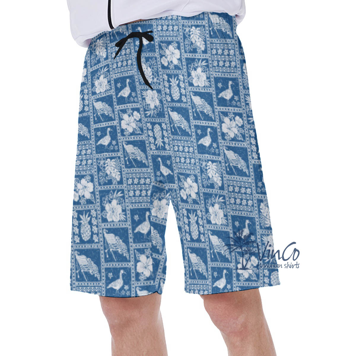 Vintage American Flag Nene Hawaiian Swim Trunks For Men