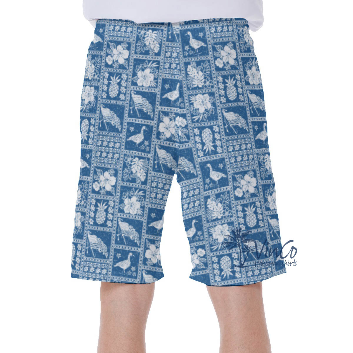 Vintage American Flag Nene Hawaiian Swim Trunks For Men