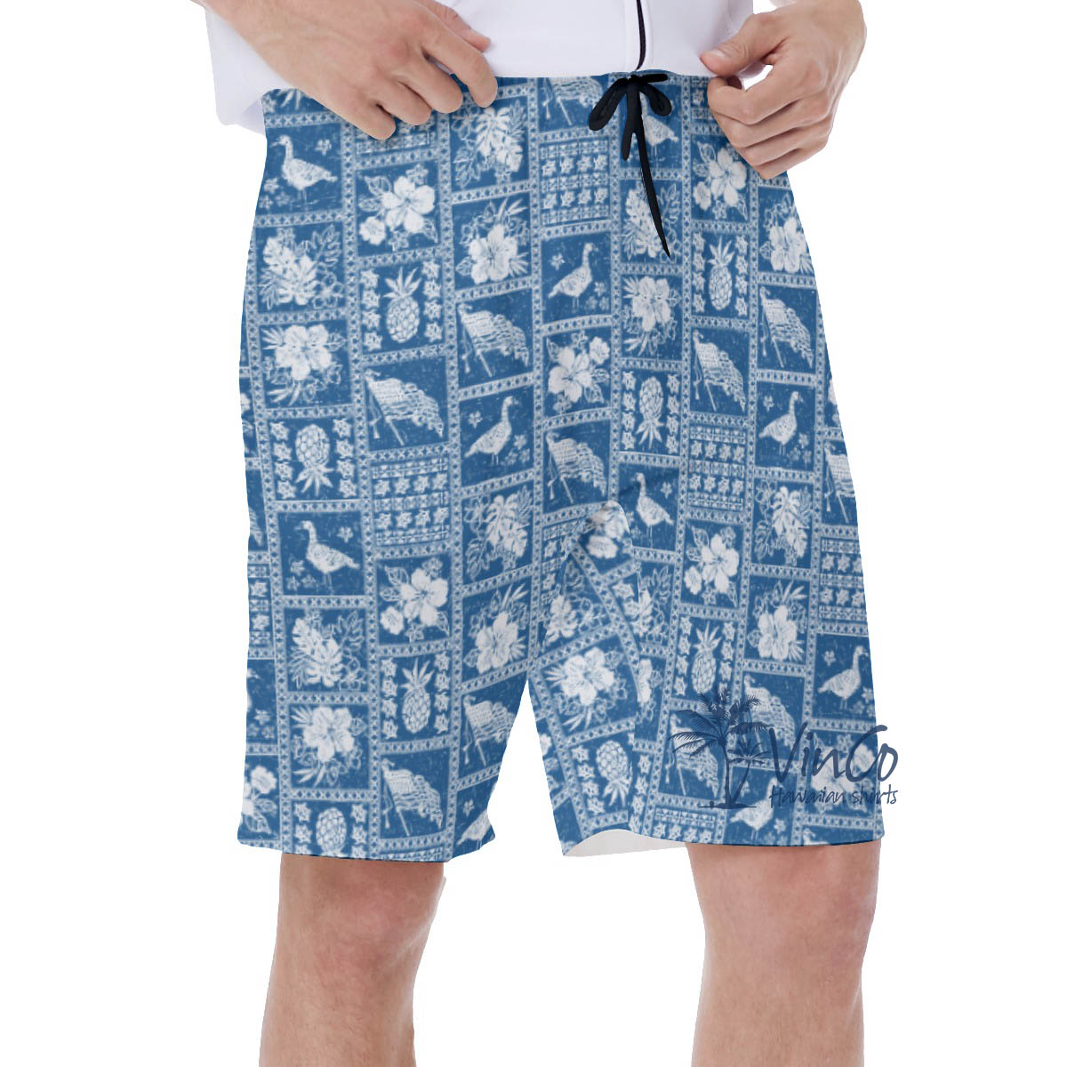 Vintage American Flag Nene Hawaiian Swim Trunks For Men