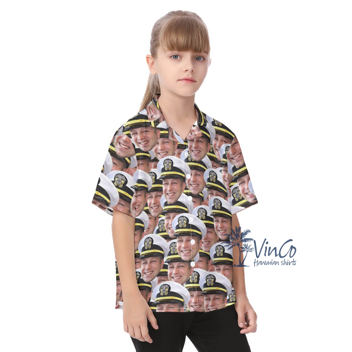 Custom Veteran Face Hawaiian Shirt For Kids