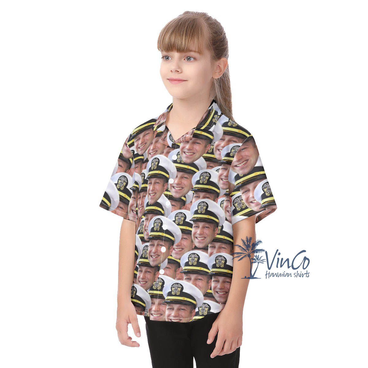Custom Veteran Face Hawaiian Shirt For Kids