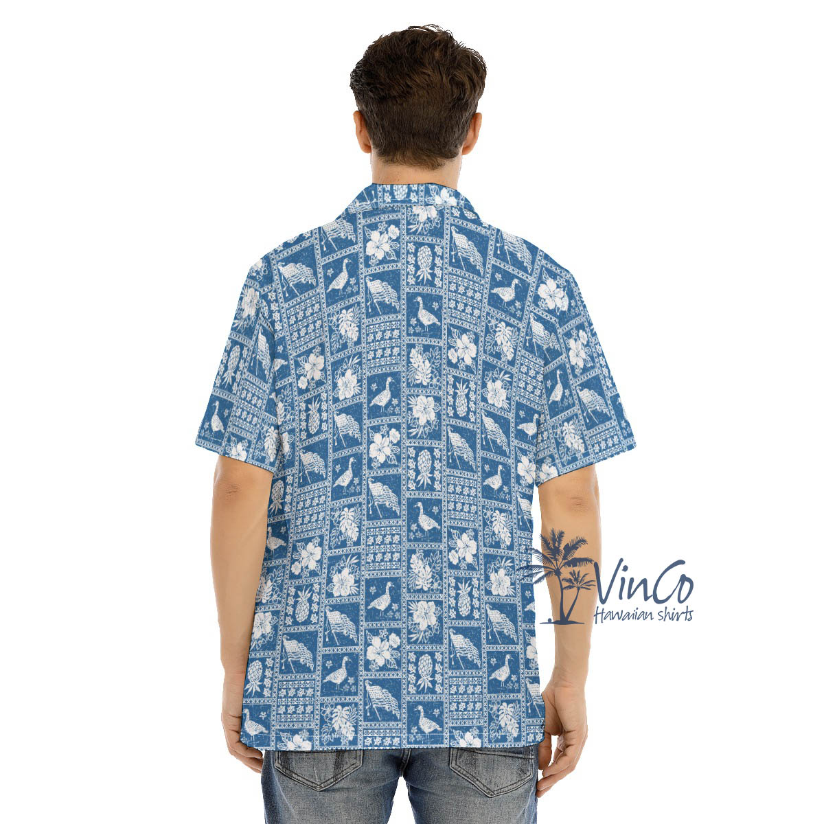 American Flag Nene Vintage Blue Hawaiian Shirt
