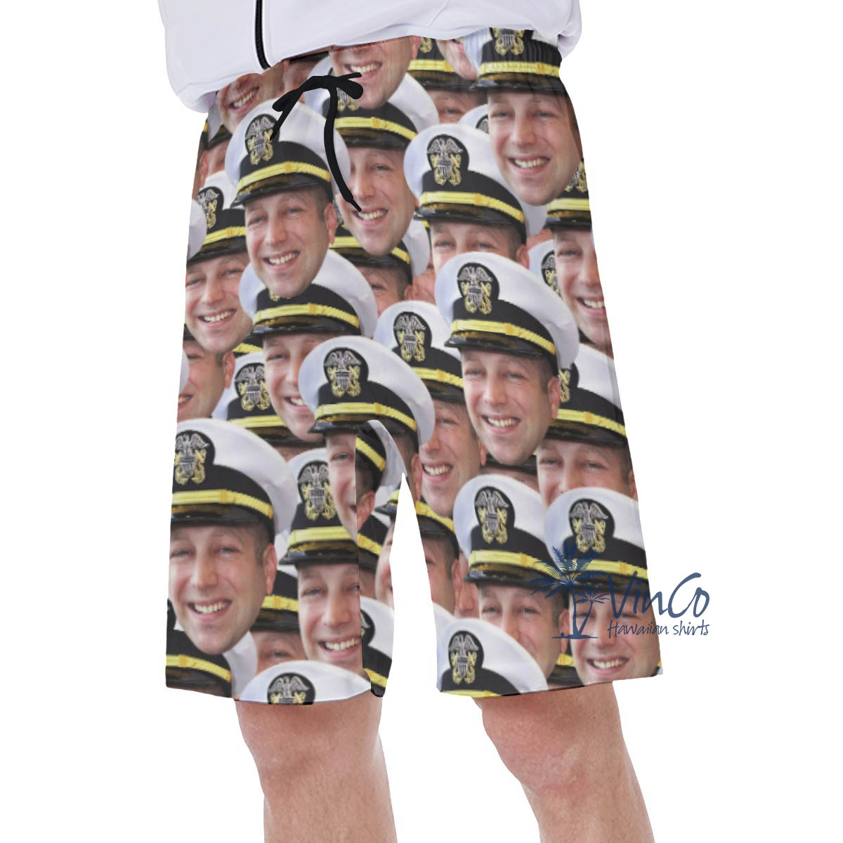 Custom Face Military Hawaiian Swim Trunks For Men