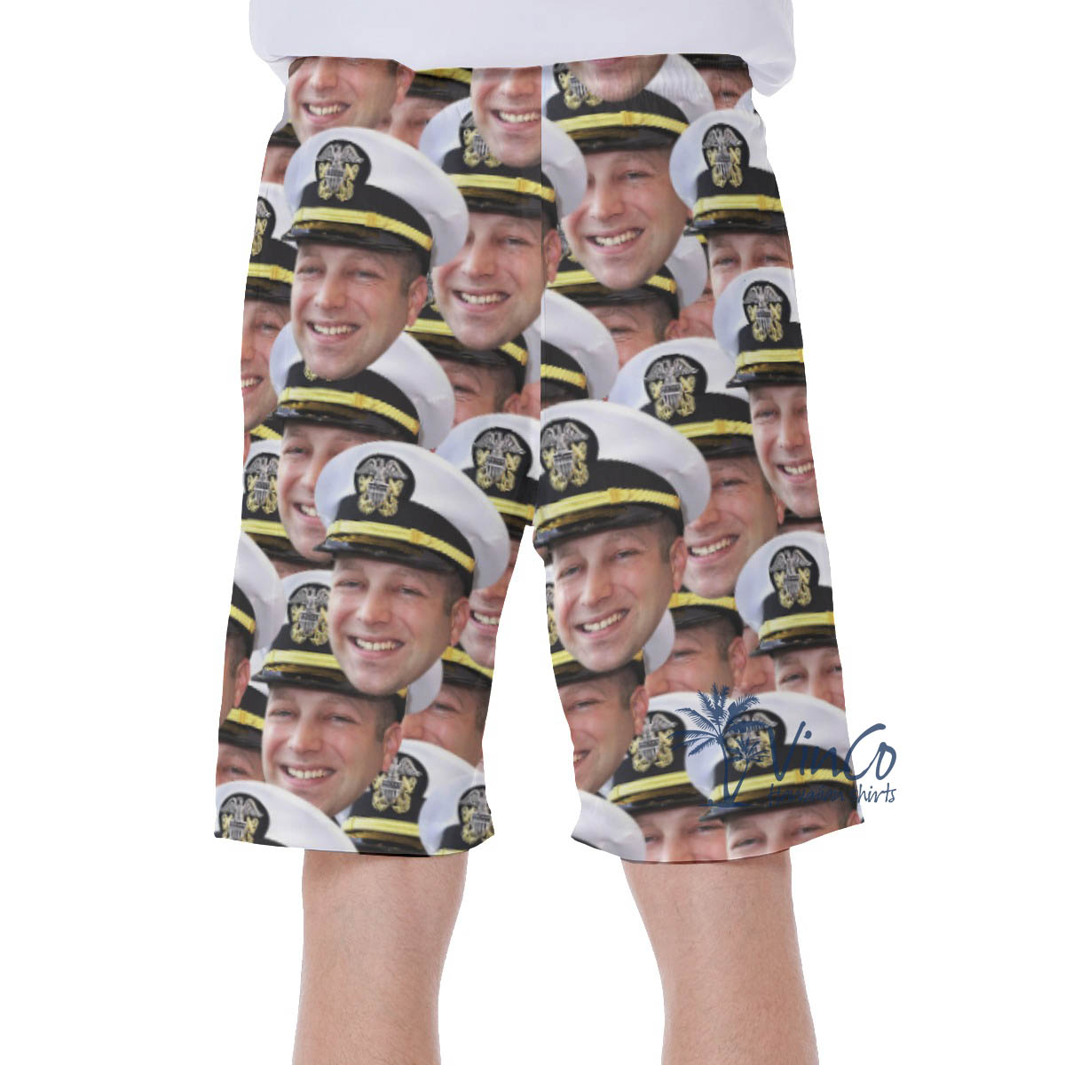 Custom Face Military Hawaiian Swim Trunks For Men