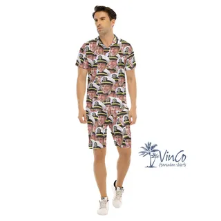 Military Custom Hawaiian Shirt Set With Faces For Men