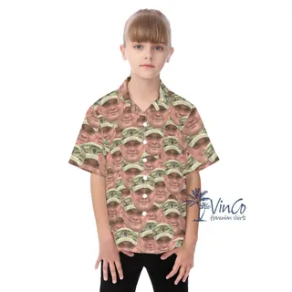 Custom Soldier Face Military Hawaiian Shirt For Kids