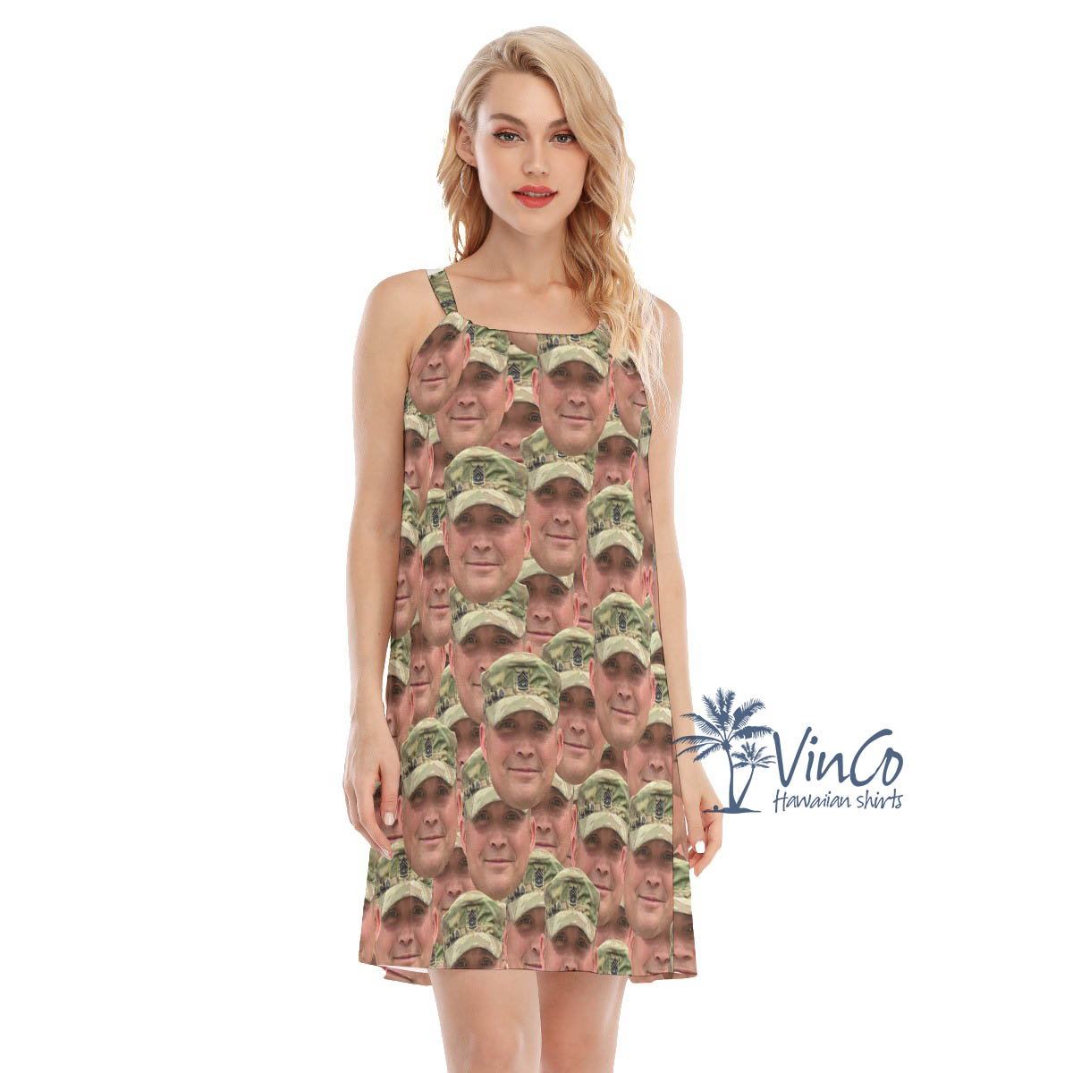 Custom Face Military Women's Hawaiian Dress - variant image 1