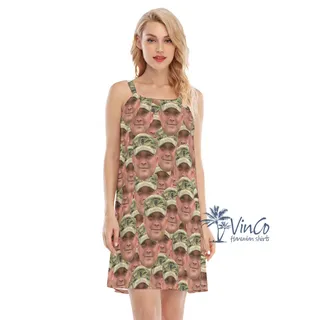 Custom Face Military Women's Hawaiian Dress