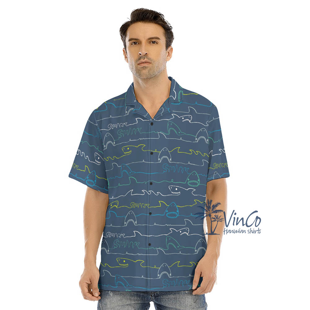 Men's Shark Print Hawaiian Shirt - variant image 1
