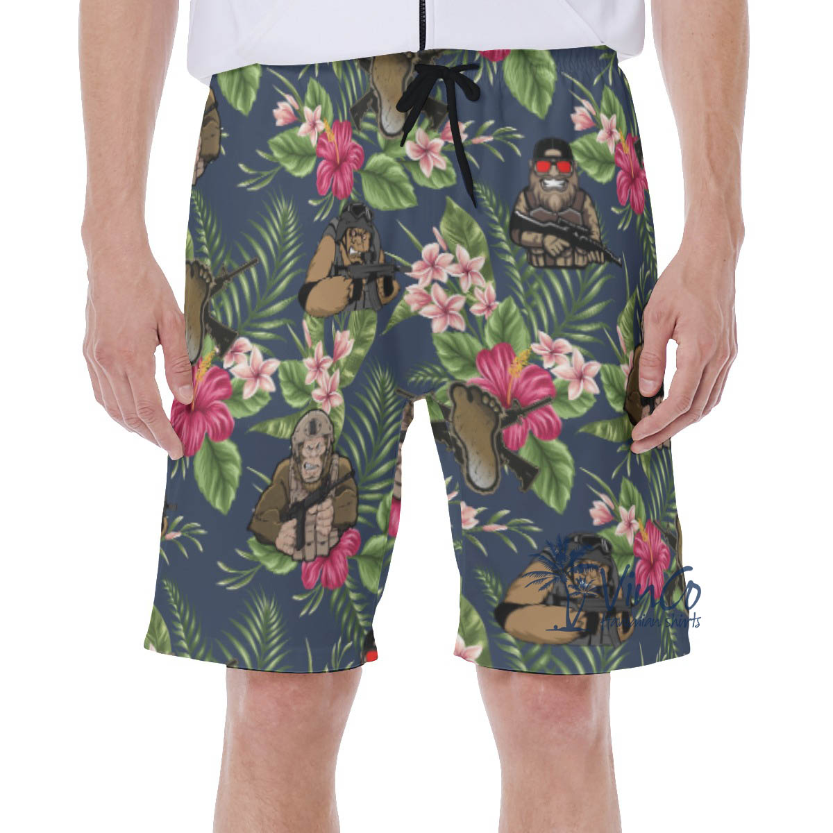 Floral Bigfoot Tacticals Hawaiian Swim Trunks For Men - variant image 1