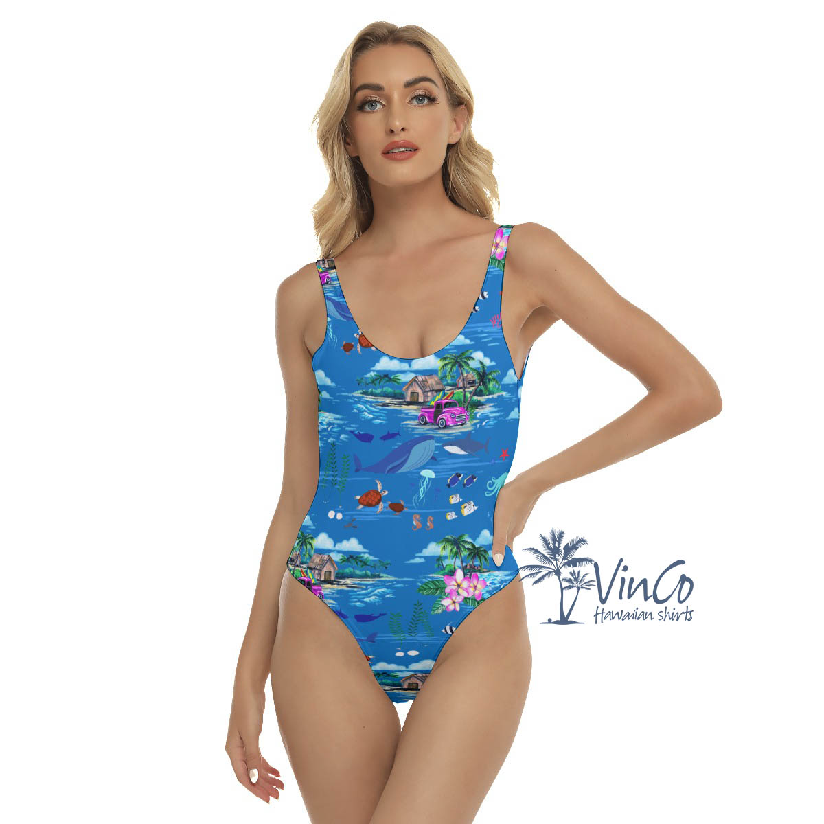 Ocean Whale Tropical Blue Hawaiian Swimsuit For Women - variant image 1