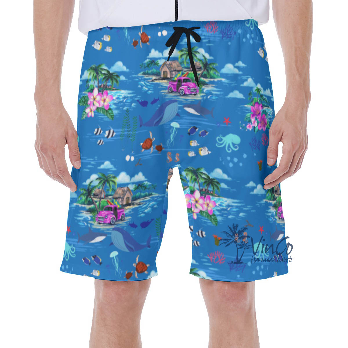 Blue Whale Tropical Hawaiian Swim Trunks For Men - variant image 1