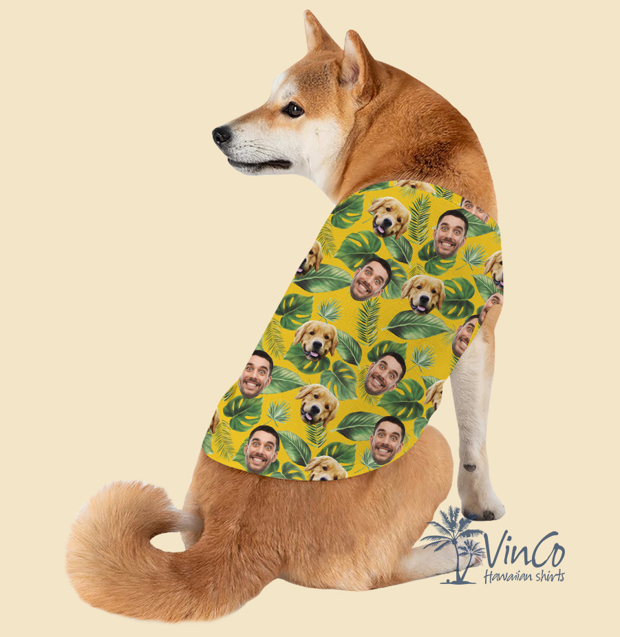 Custom Dog And Owner Faces Dog's Hawaiian Shirt - variant image 1