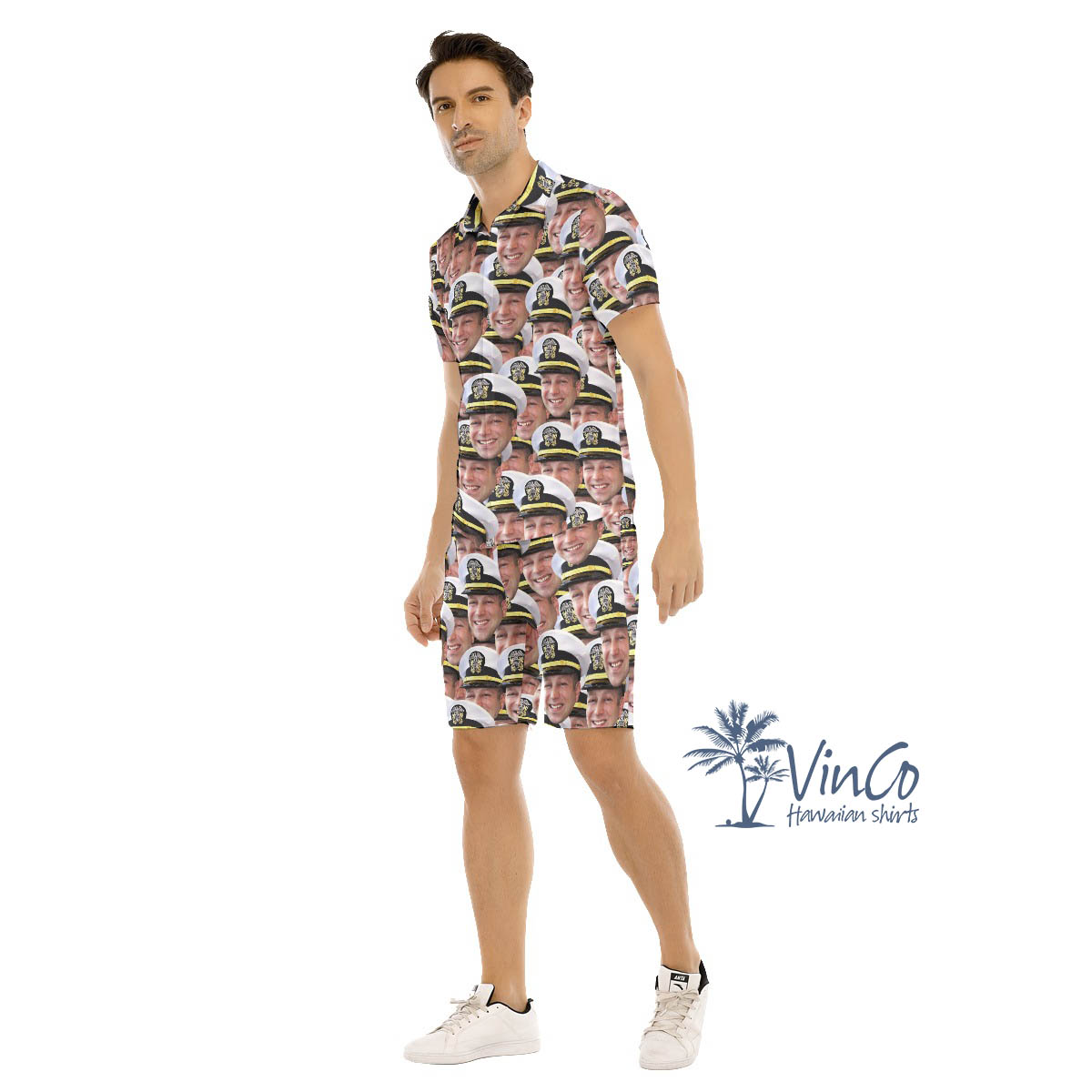 Military Custom Hawaiian Shirt Set With Faces For Men
