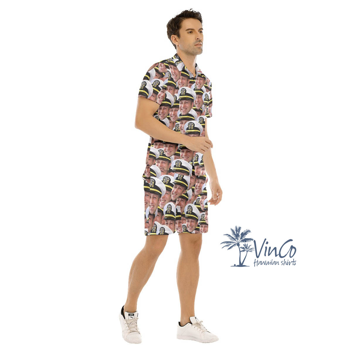 Military Custom Hawaiian Shirt Set With Faces For Men