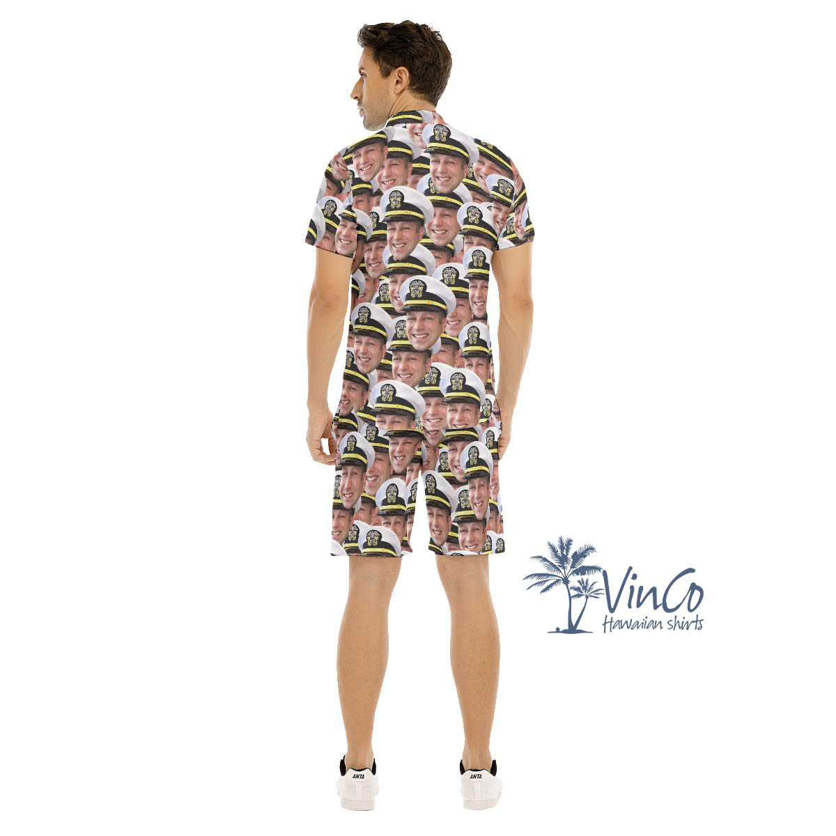 Military Custom Hawaiian Shirt Set With Faces For Men