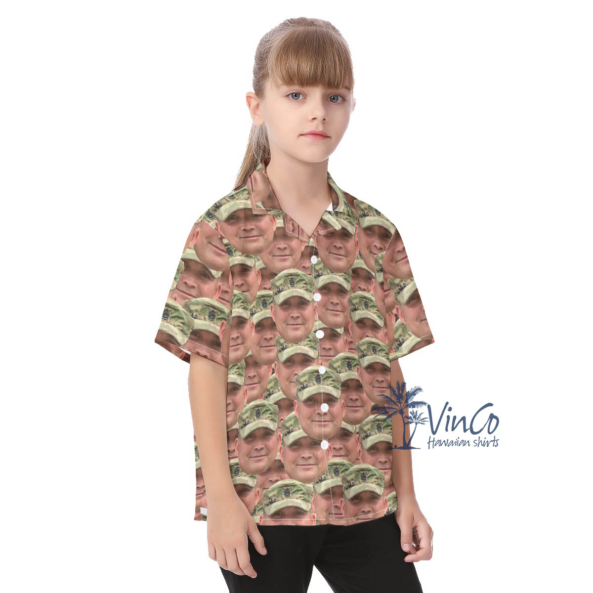 Custom Soldier Face Military Hawaiian Shirt For Kids