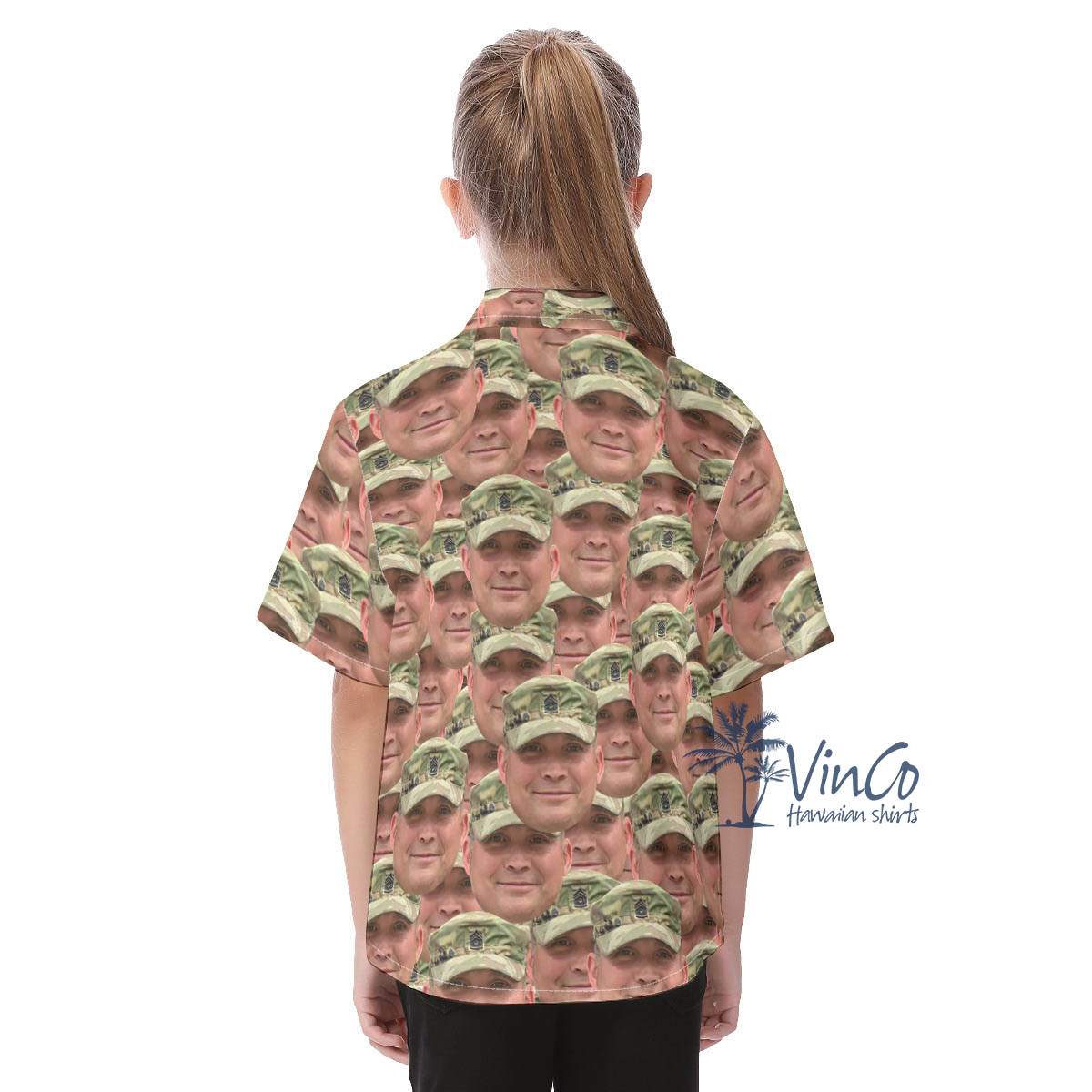 Custom Soldier Face Military Hawaiian Shirt For Kids