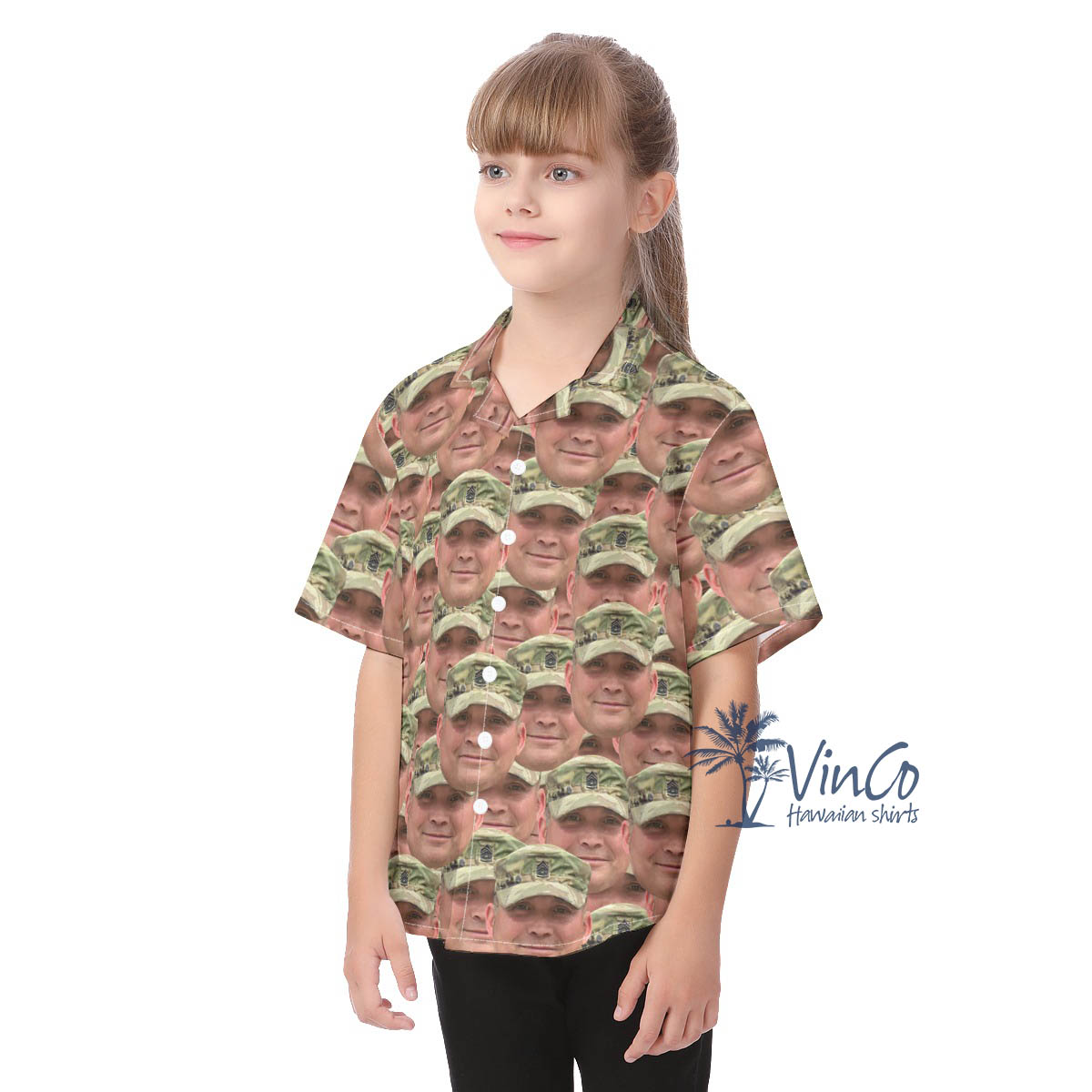 Custom Soldier Face Military Hawaiian Shirt For Kids