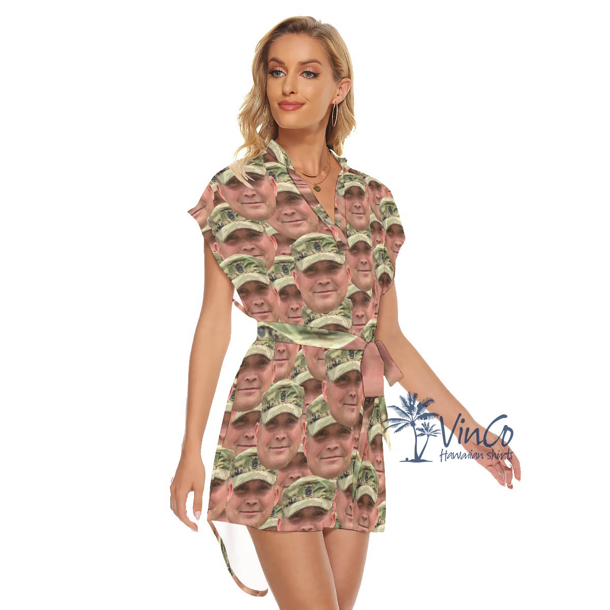Custom Face Military Women's Dress With Belt