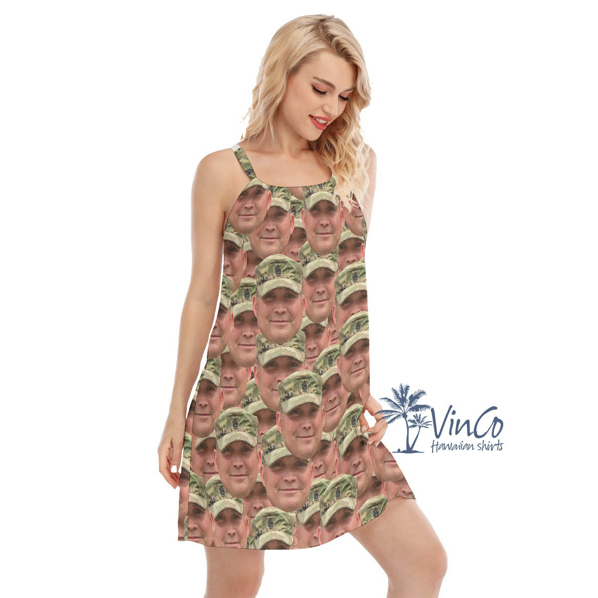 Custom Face Military Women's Hawaiian Dress