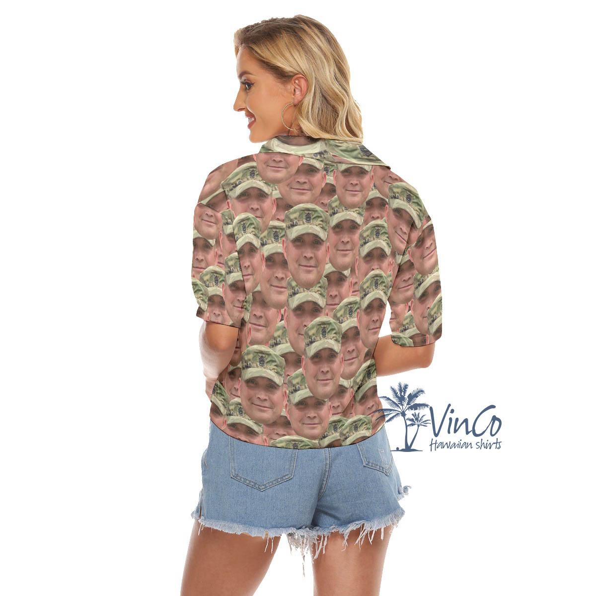 Custom Face Military Veteran Women's Hawaiian Shirt