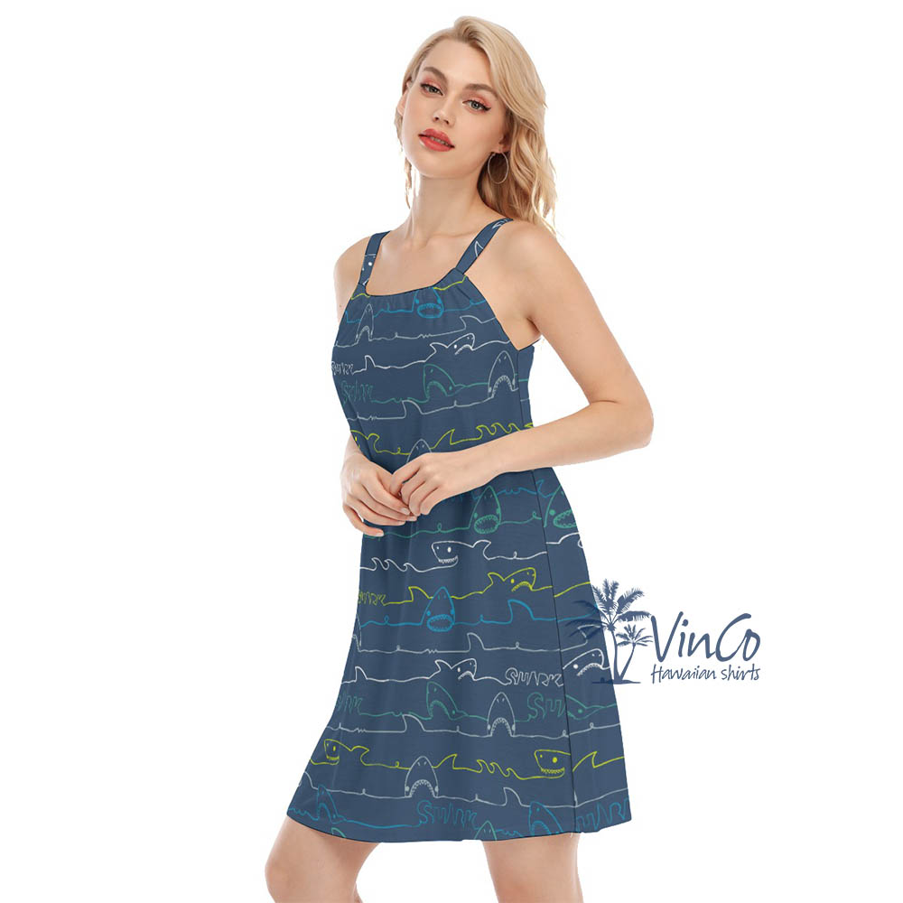 Shark Navy Hawaiian Dress For Women