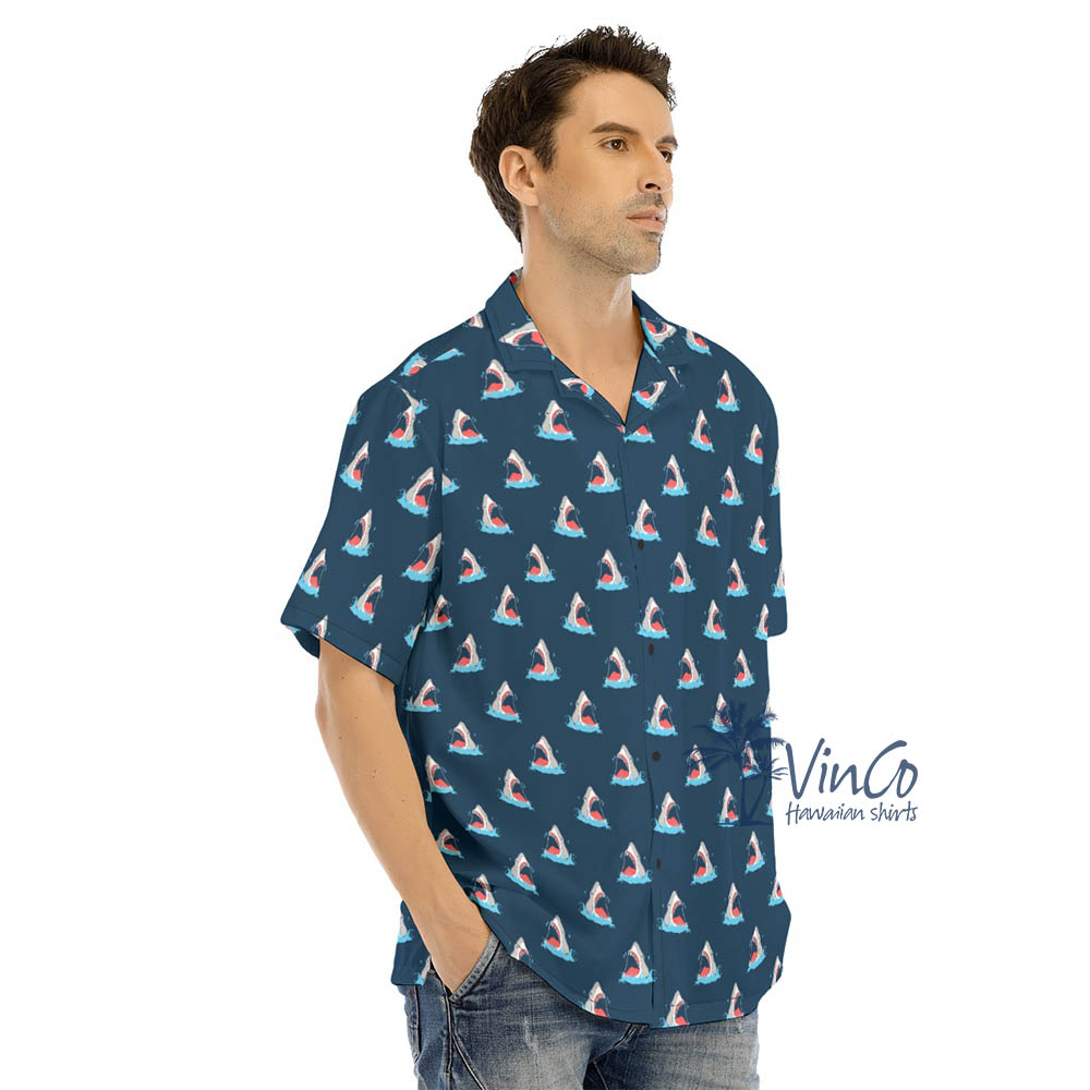 Shark Navy Summer Button Shirt For Men