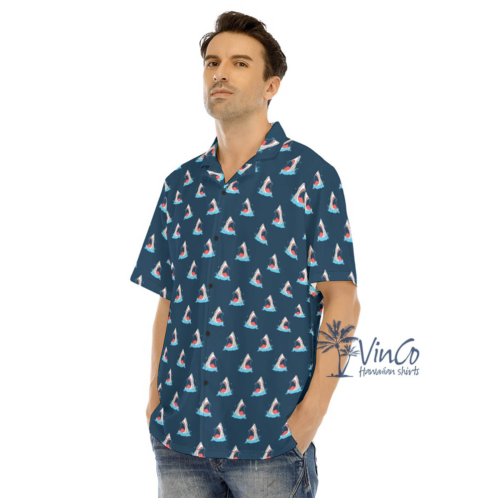 Shark Navy Summer Button Shirt For Men